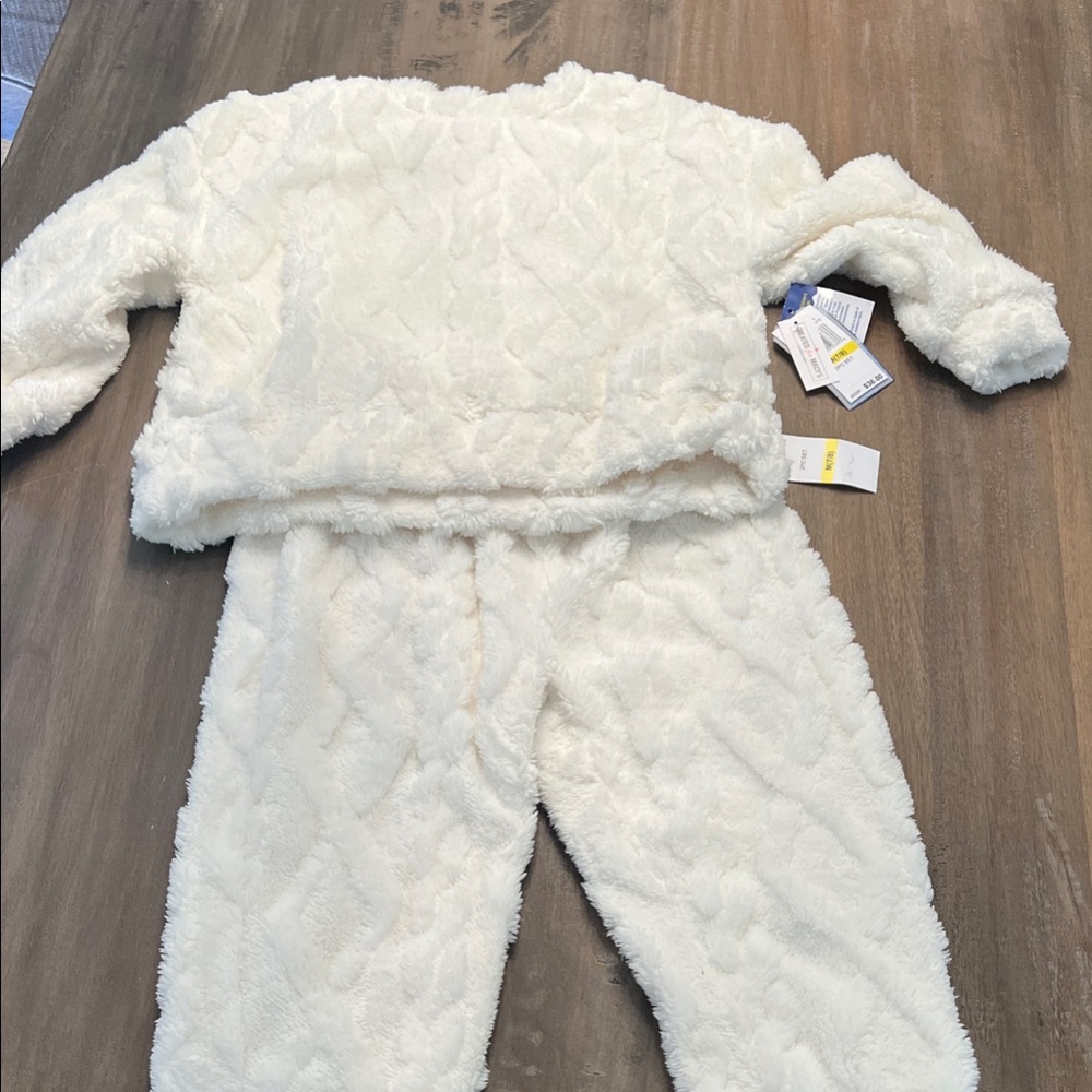 Fluffy White Kids Pajama Set
